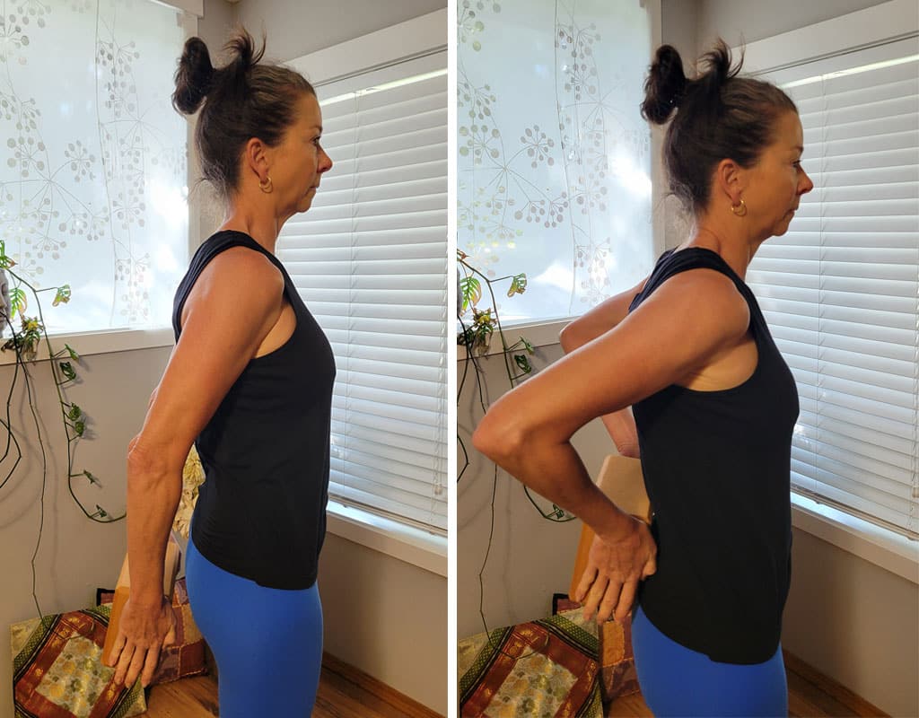megan mckenzie shows neck shoulder mobility yoga for golfers cochrane pec stretch